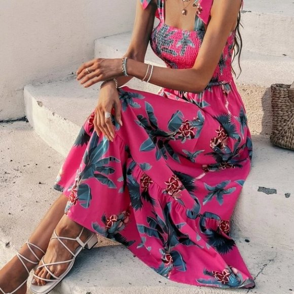 Tropical Paradise Pink maxi Dress - Picture 9 of 9